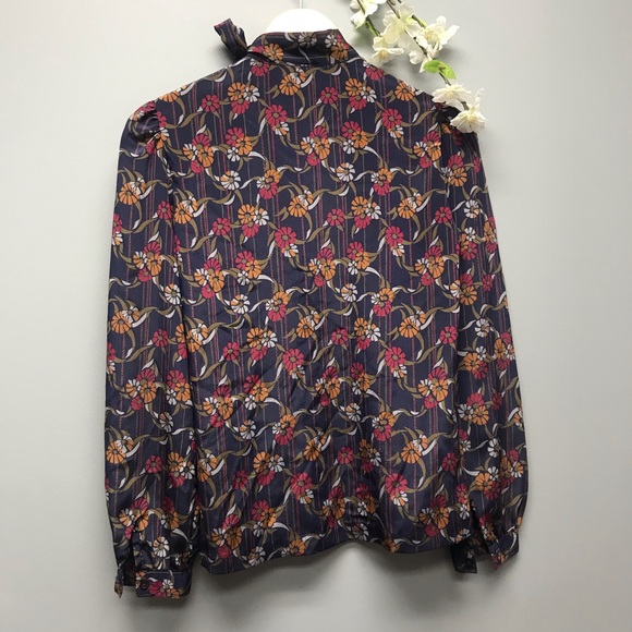 Vintage Panther Women’s Blouse Mock Neck With Tie Floral Size 5/6 [M] - Picture 8 of 9